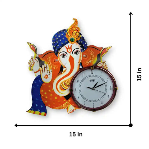 Handmade Wooden Lord Ganesha Design Analog Wall Clock Handmade Wooden Lord Ganesha Design Analog Wall Clock