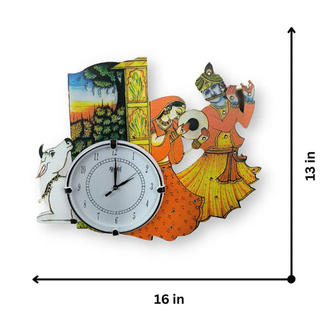 Wooden Religious Radhe Krishna Wall Clock | Handmade Wooden Wall Clock Wooden Religious Radhe Krishna Wall Clock | Handmade Wooden Wall Clock
