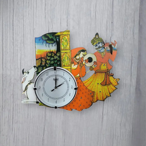 Wooden Religious Radhe Krishna Wall Clock | Handmade Wooden Wall Clock Wooden Religious Radhe Krishna Wall Clock | Handmade Wooden Wall Clock