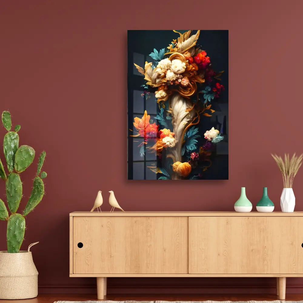 Retro Decorative Flower Acrylic Wall Art