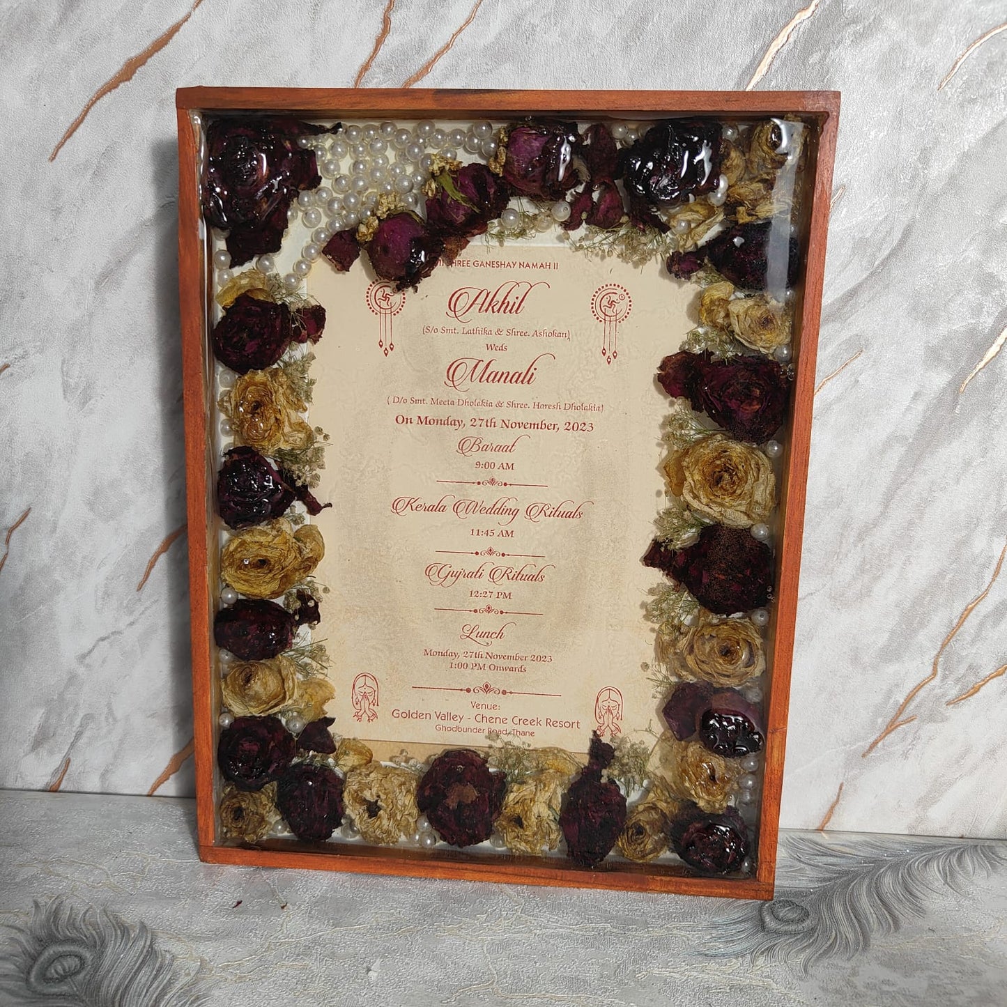 Wedding Varmala Preservation with Invitation Card (11x14 Inch)