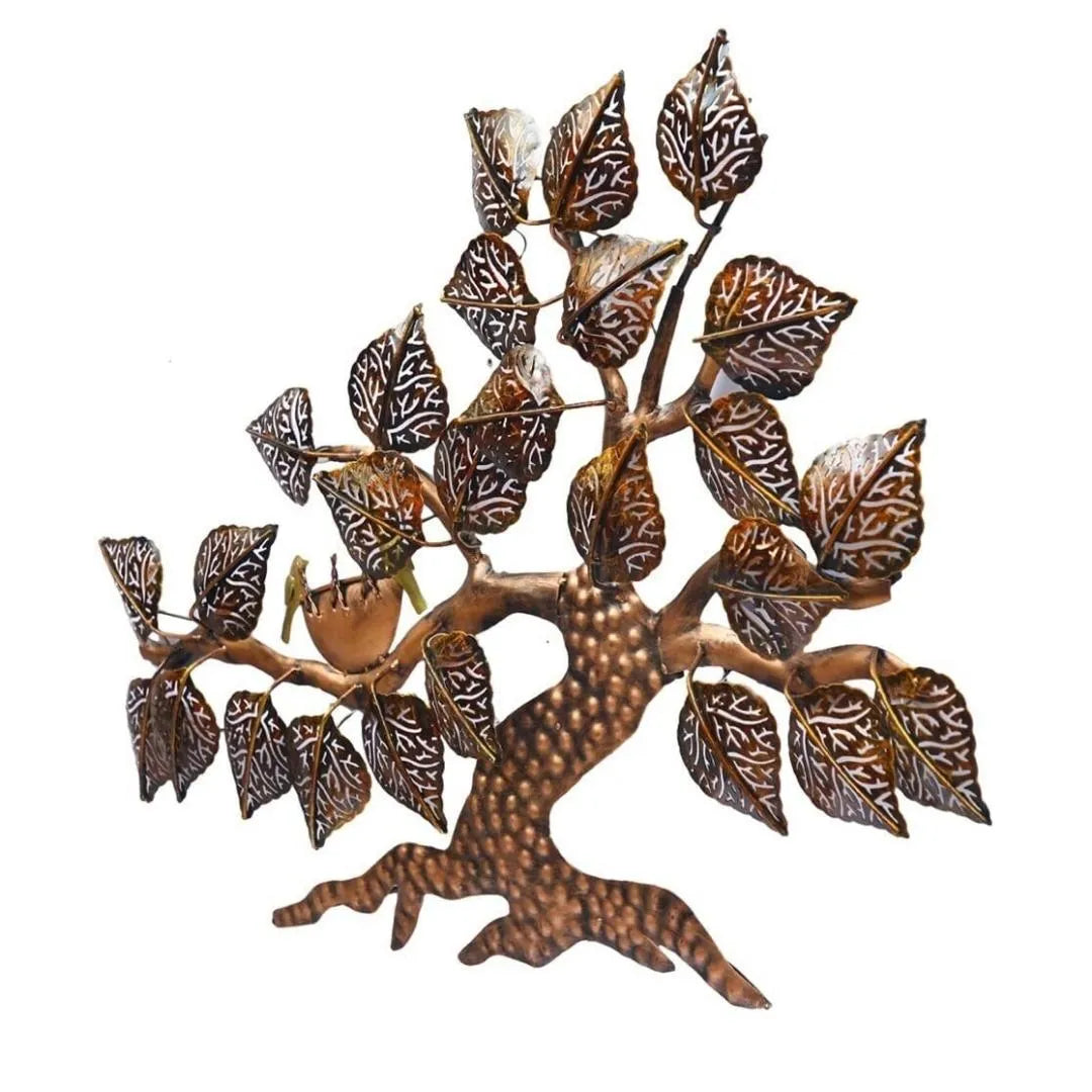 Bird Nest Tree Metal Wall Art with LED Lights (39×24 Inches)