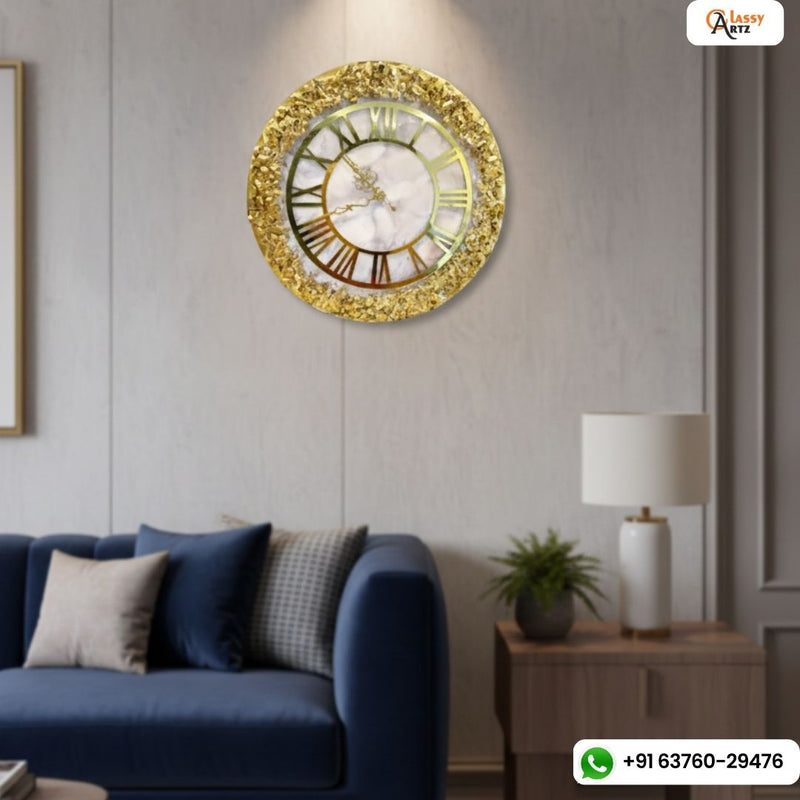 Custom Golden Resin Wall Clock