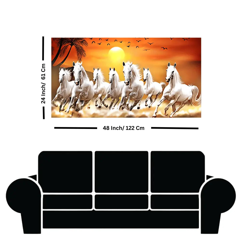 Decor Design 3D Wall Sticker Vastu Seven White Running Horse for home decor Decor Design 3D Wall Sticker Vastu Seven White Running Horse for home decor