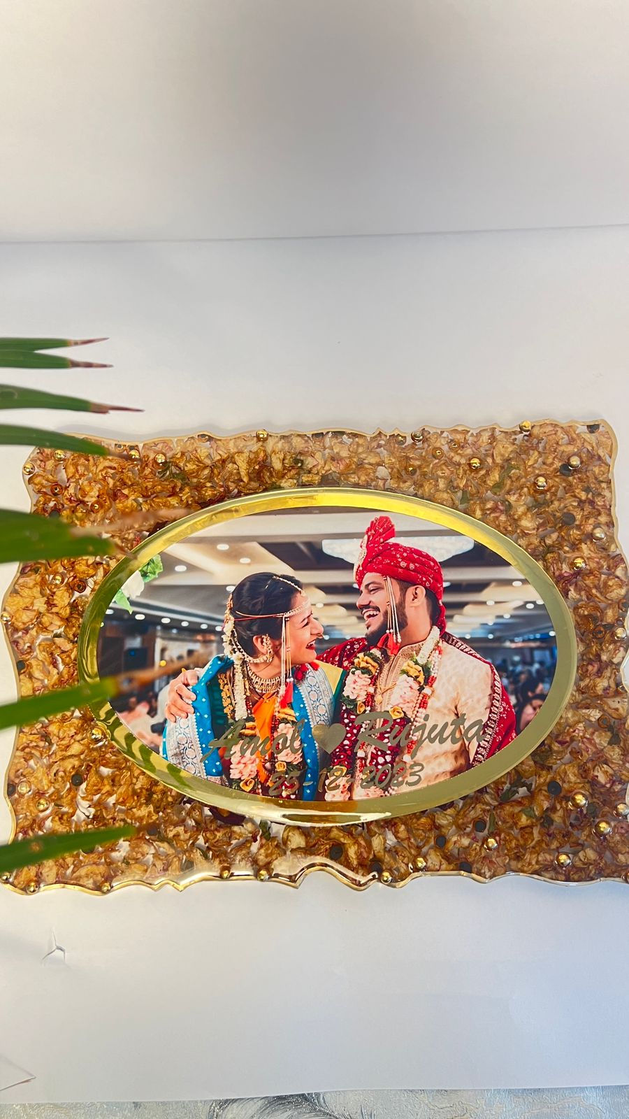 12 by 16 Inch Curve Shape Varmala Preservation Photo frame