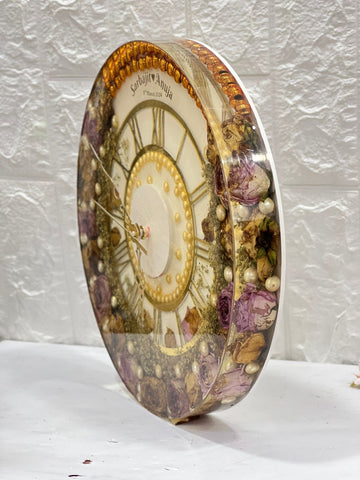 Luxury Varmala Flowers Preserved Resin Wall Clock Luxury Varmala Flowers Preserved Resin Wall Clock