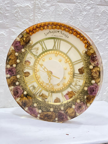 Luxury Varmala Flowers Preserved Resin Wall Clock Luxury Varmala Flowers Preserved Resin Wall Clock