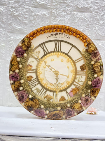 Luxury Varmala Flowers Preserved Resin Wall Clock Luxury Varmala Flowers Preserved Resin Wall Clock