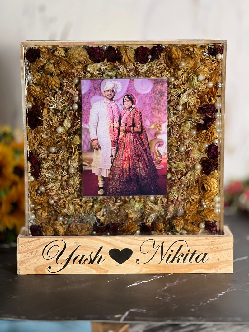 12 inch frame with couple photo with Name and date with LED lamp