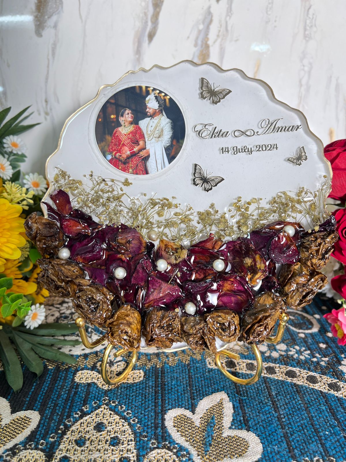 Resin Wedding Varmala Preservation Plaque