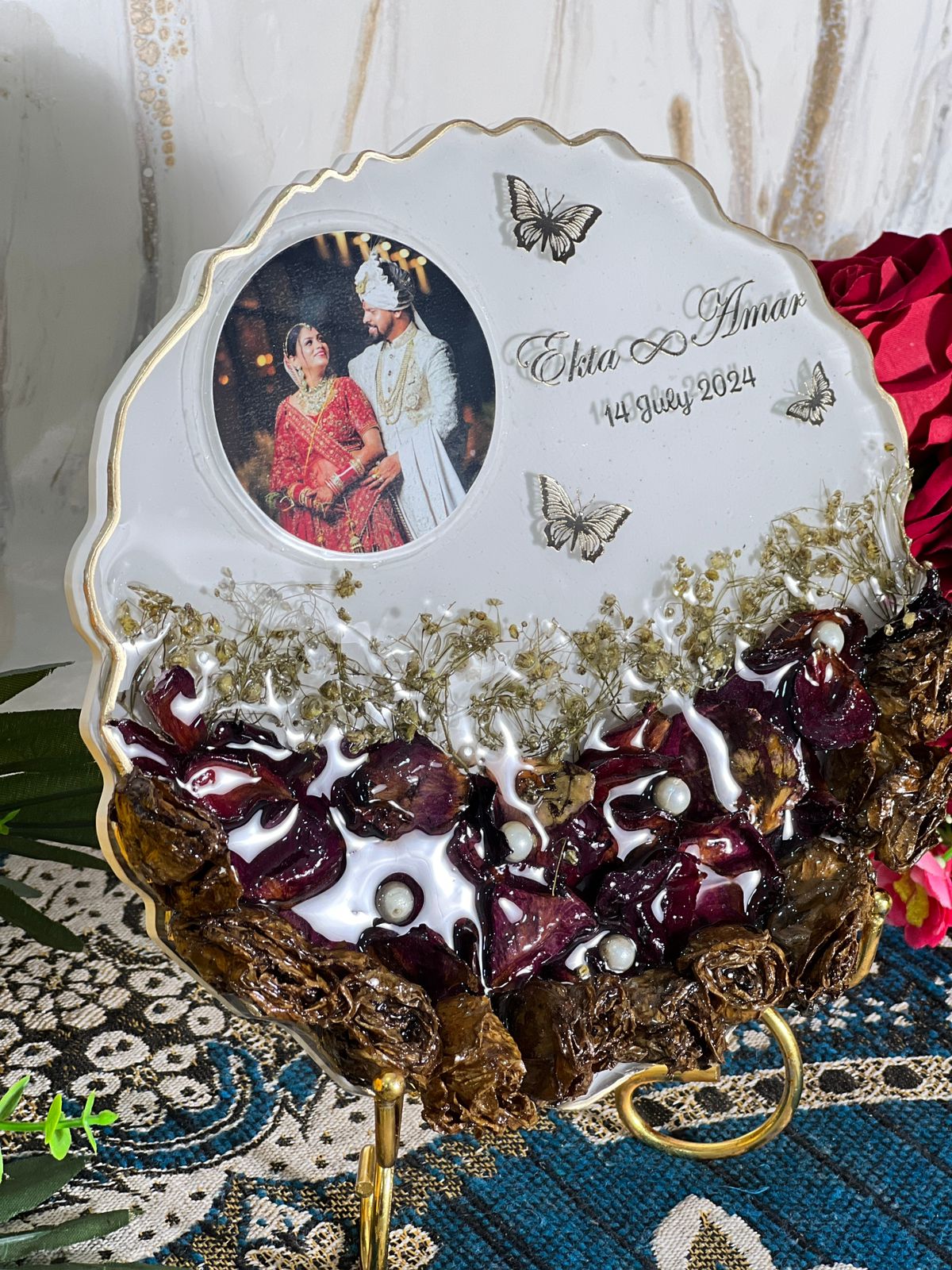 Resin Wedding Varmala Preservation Plaque