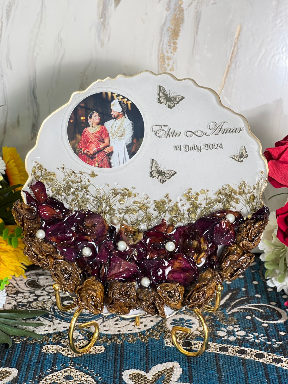 Resin Wedding Varmala Preservation Plaque
