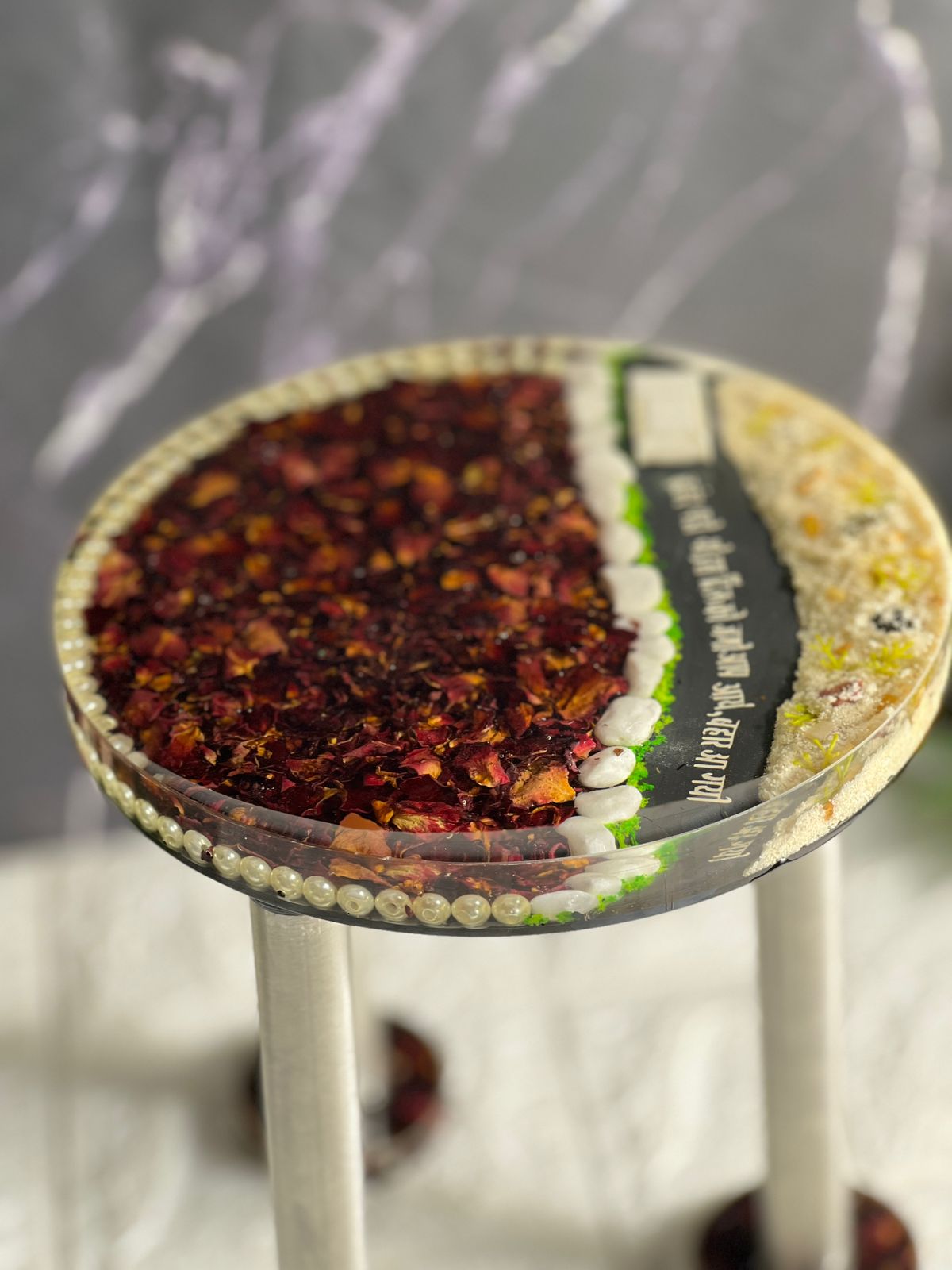 Wedding Varmala Preserved Resin Mini Table
