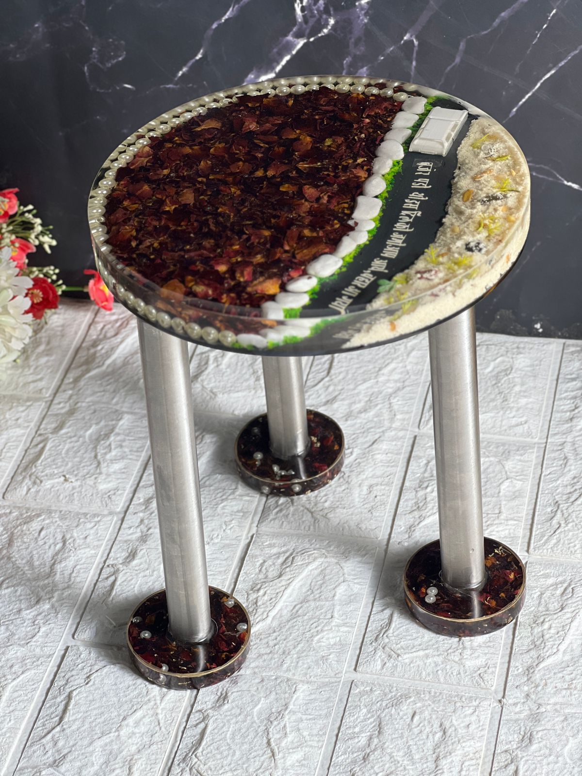 Wedding Varmala Preserved Resin Mini Table