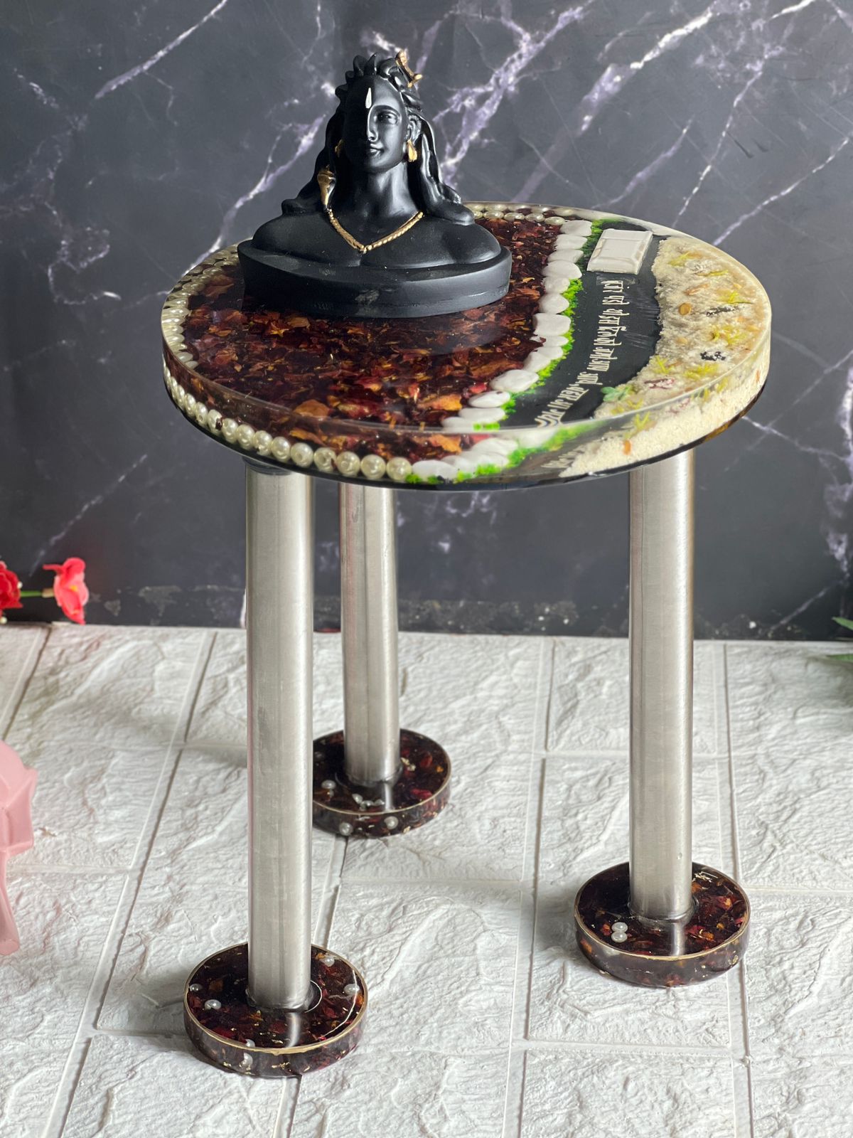 Wedding Varmala Preserved Resin Mini Table