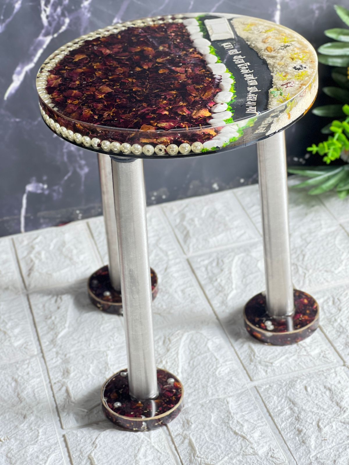 Wedding Varmala Preserved Resin Mini Table