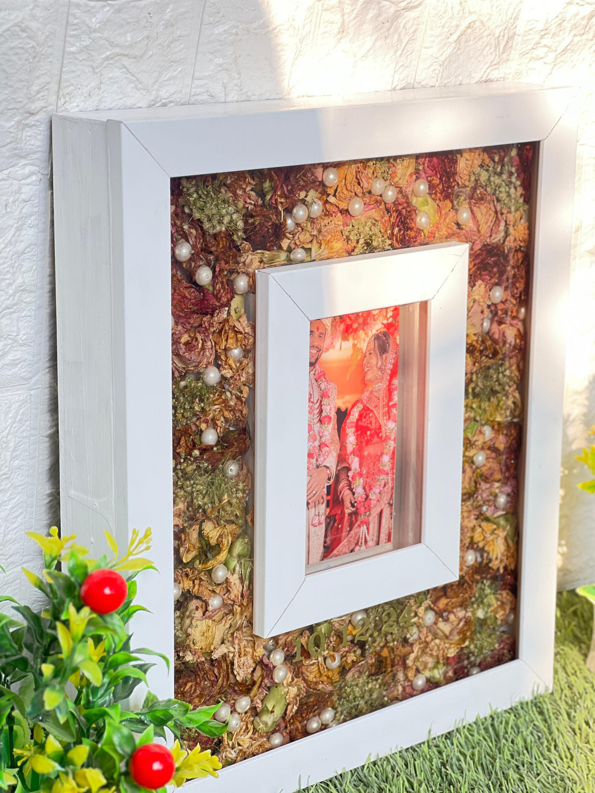 Wedding Flowers Preserved Teakwood Frame, 10 or 12x15 Inch