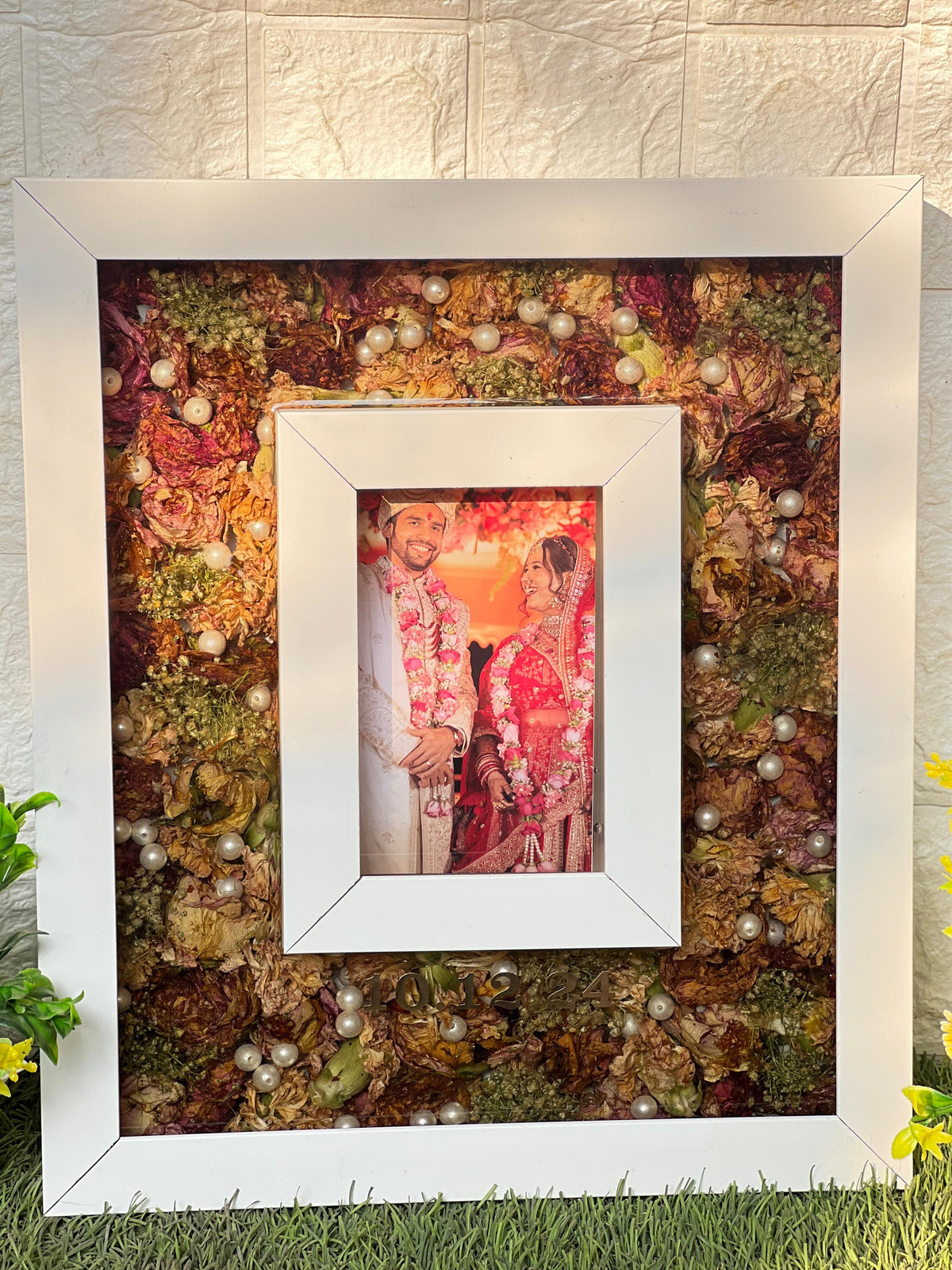 Wedding Flowers Preserved Teakwood Frame, 10 or 12x15 Inch