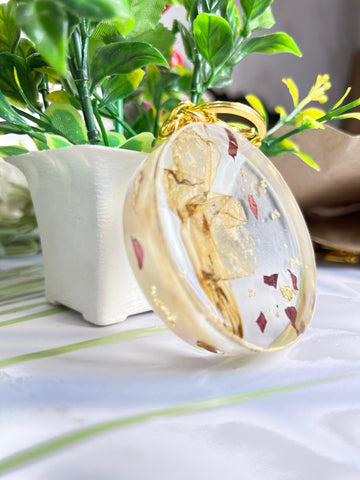 Round Epoxy Resin Bag Charm with Flower Preservation Round Epoxy Resin Bag Charm with Flower Preservation
