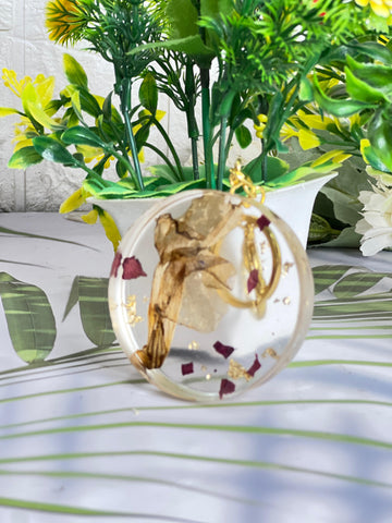 Round Epoxy Resin Bag Charm with Flower Preservation Round Epoxy Resin Bag Charm with Flower Preservation