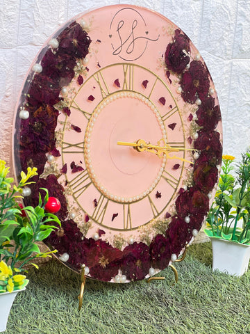 Varmala Roses Preservation in 14-Inches Resin Clock Varmala Roses Preservation in 14-Inches Resin Clock