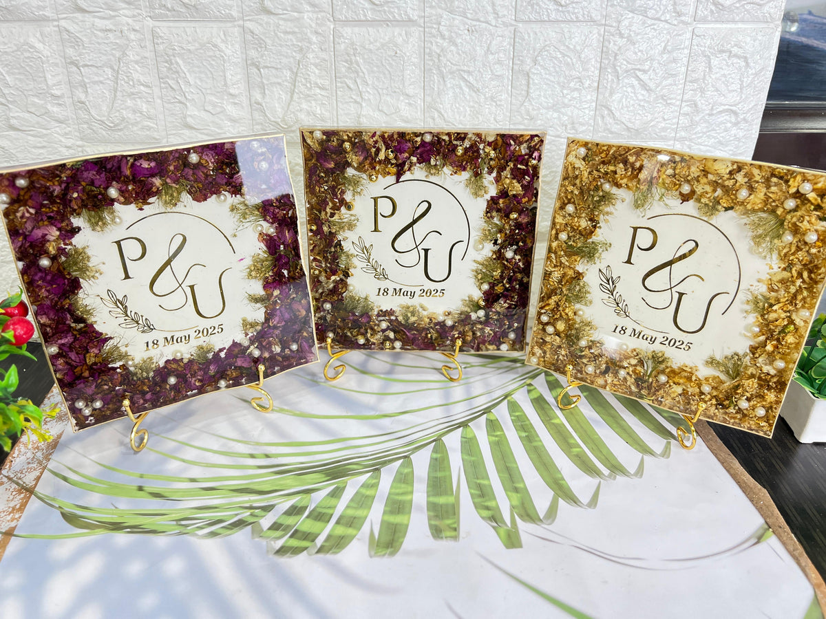 Resin 8 inch 3block with Round curve shape Keychain with Pandent with Name initial logo Varmala Preservation