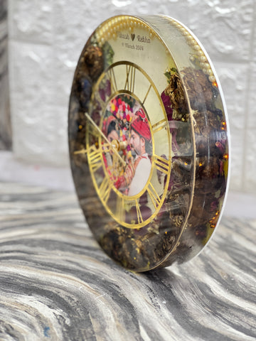 Deep Cast Resin Varmala Preservation Wall Clock with Photo Deep Cast Resin Varmala Preservation Wall Clock with Photo