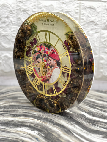 Deep Cast Resin Varmala Preservation Wall Clock with Photo Deep Cast Resin Varmala Preservation Wall Clock with Photo