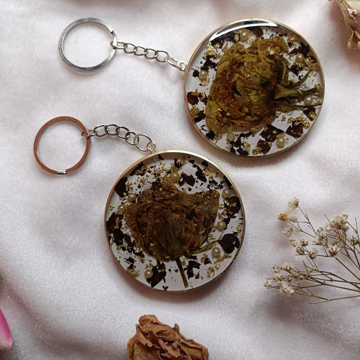 Resin Flower Preservation Keychains For Couple