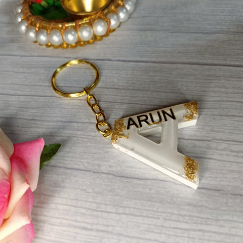 Personalized White Resin Keychains With A Initials Personalized White Resin Keychains With A Initials