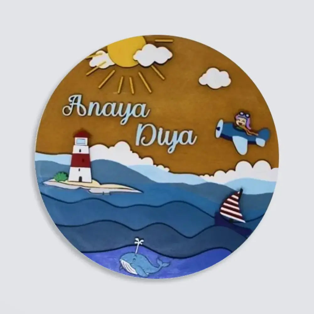 Personalized Handmade Marine-Themed Nameplate