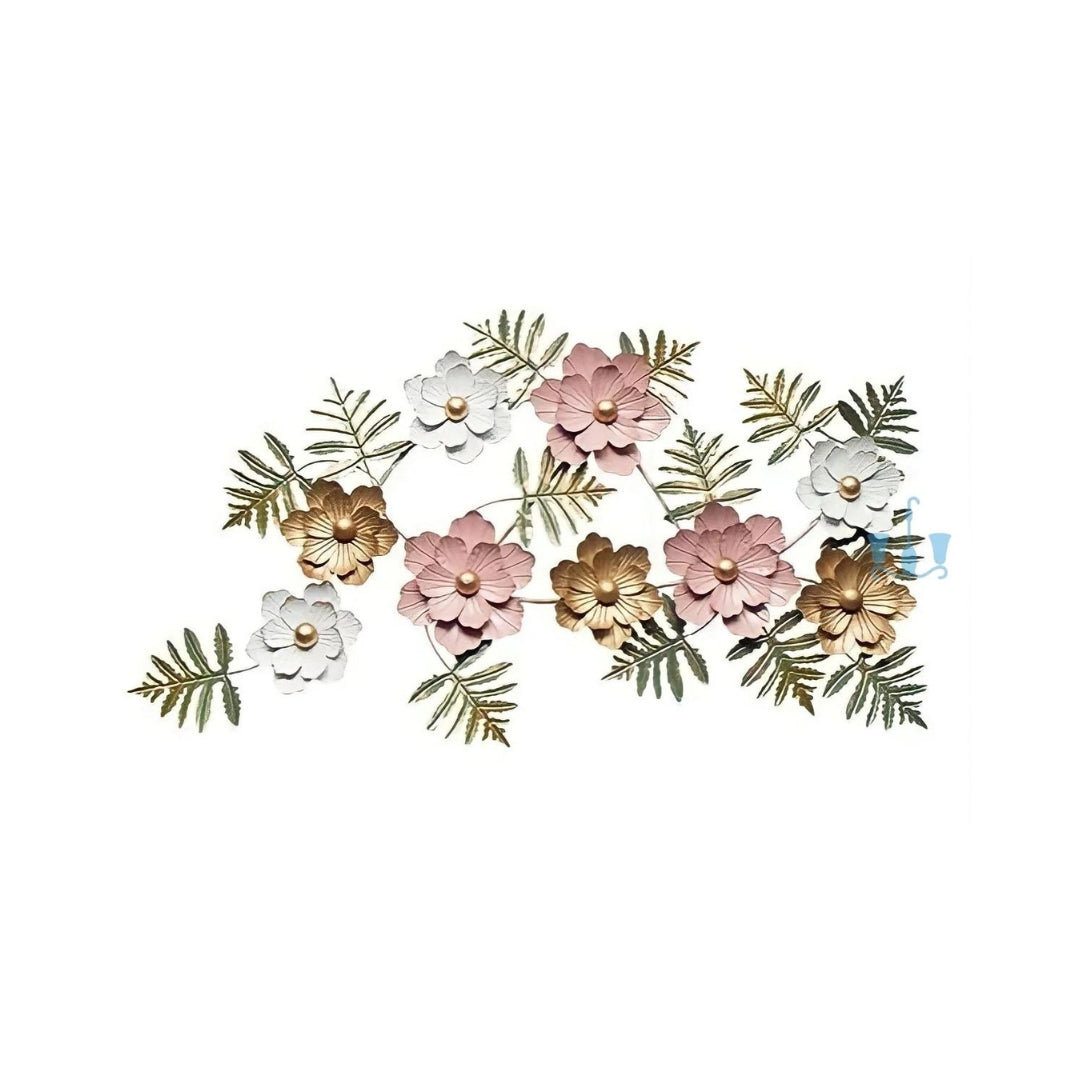 Luxury Pink & White 3D Floral Metal Wall Art (48×24 Inches)