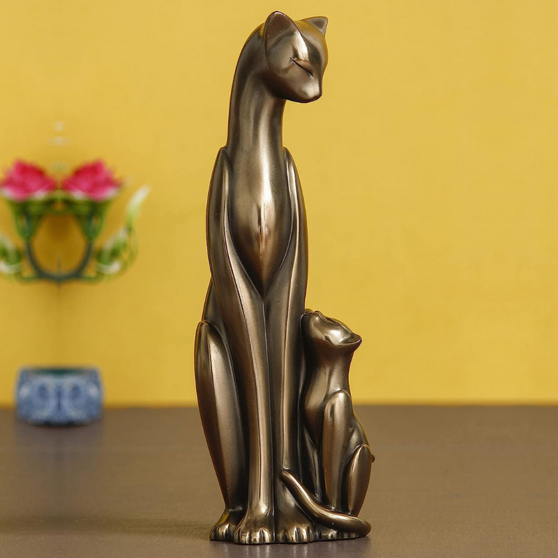 Mother Cat & Kitten Resin Decorative Showpiece
