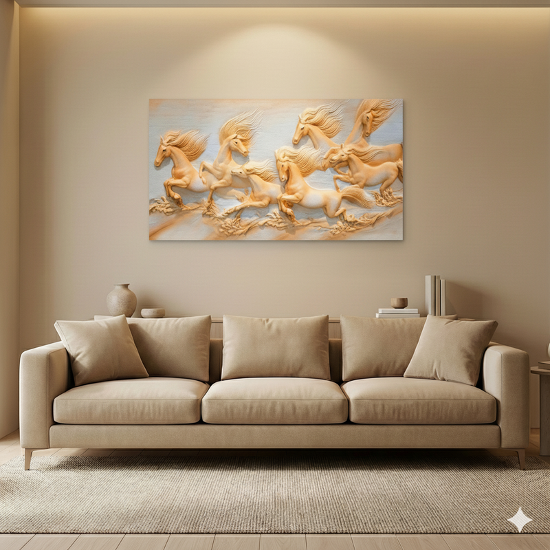 Seven Horses Running Canvas Wall Painting