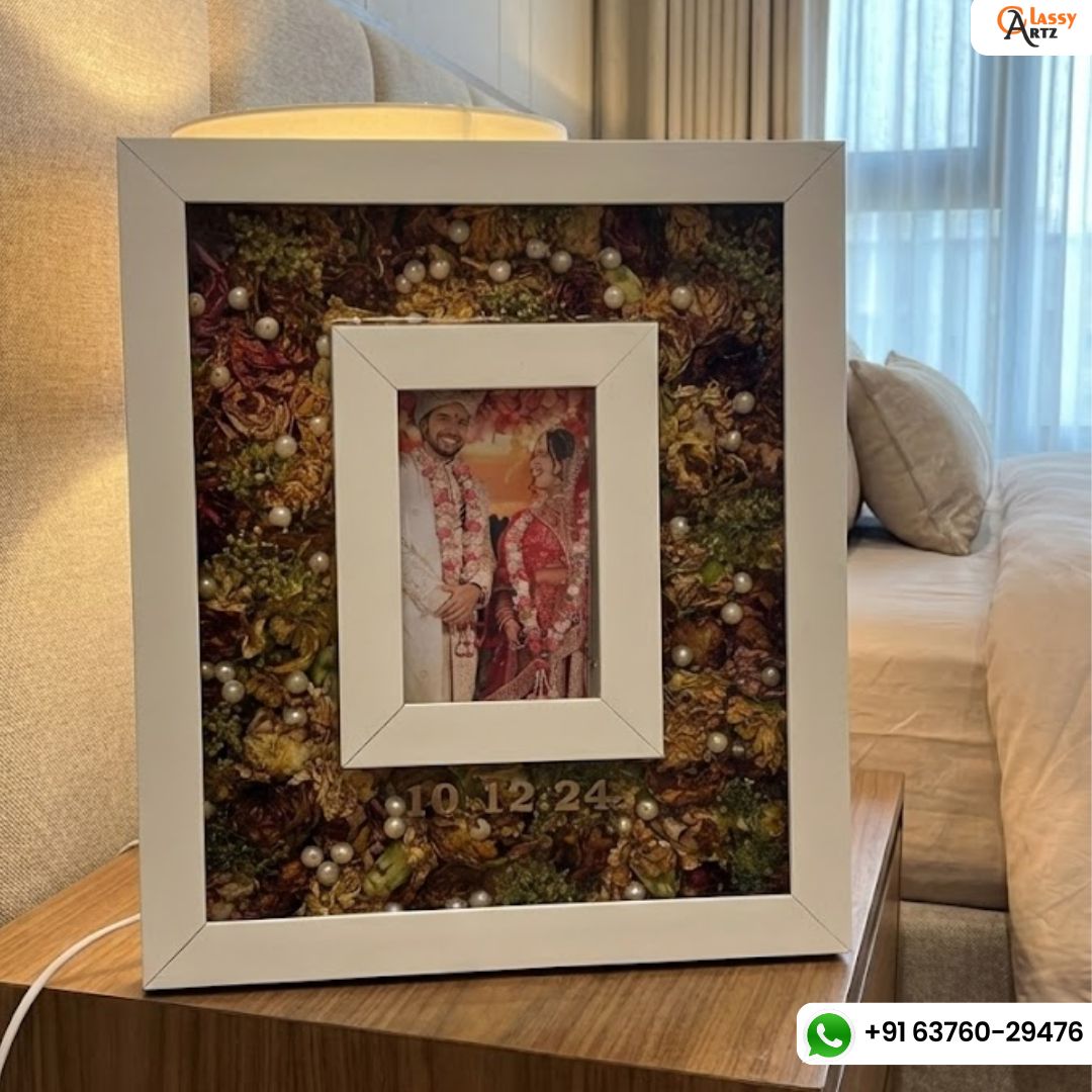 Wedding Flowers Preserved Teakwood Frame, 10 or 12x15 Inch