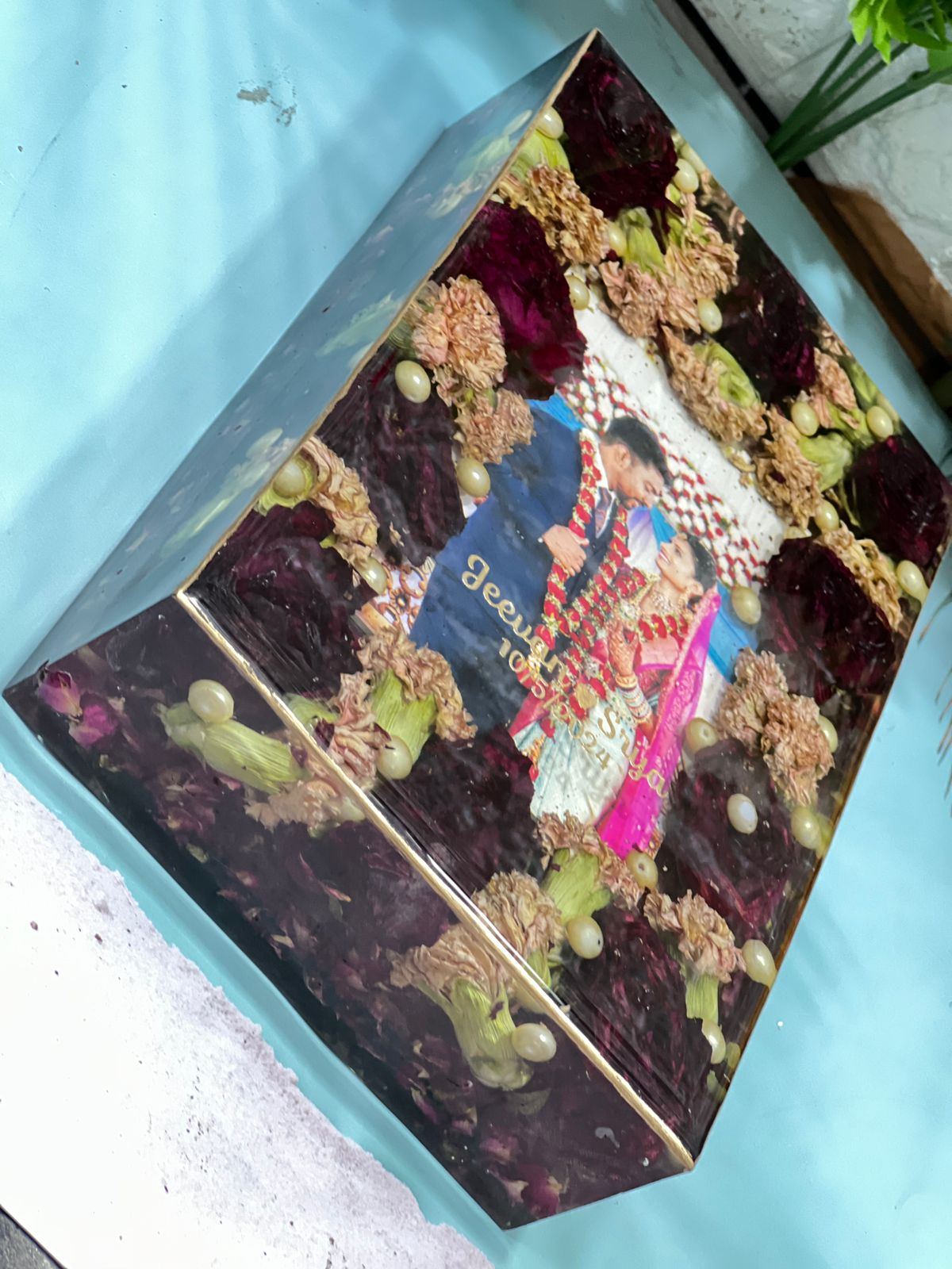 Varmala Preservation Rectangle Resin Block l Memories Preserved Keepsake