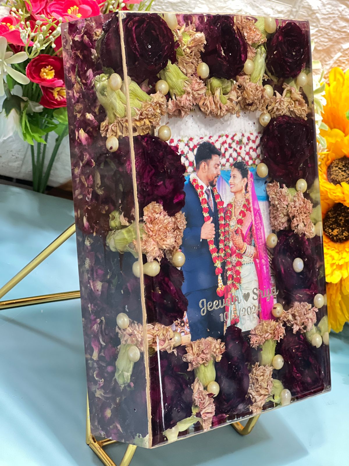 Varmala Preservation Rectangle Resin Block l Memories Preserved Keepsake