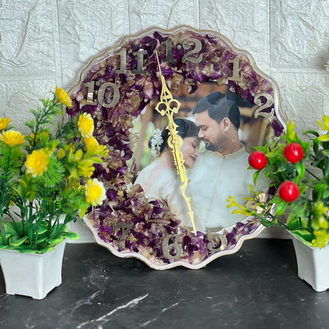 Resin Wall Clock (8-Inches) |Resin Wedding Varmala Keepsake Resin Wall Clock (8-Inches) |Resin Wedding Varmala Keepsake