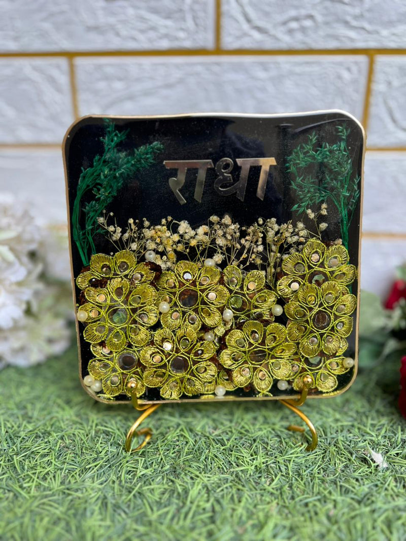 Resin 6inch squre Block With God Blessing Flowers Memories Flowers Preservation