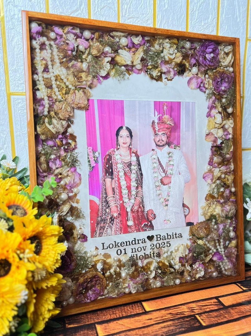 Resin 15by18 inch big frame with Couple photo & Date with Wall hangning option Varmala Preservation