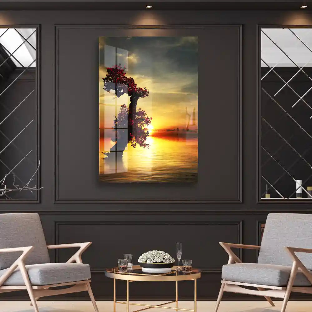 Amazing Tree In The Sunset Acrylic Wall Decor