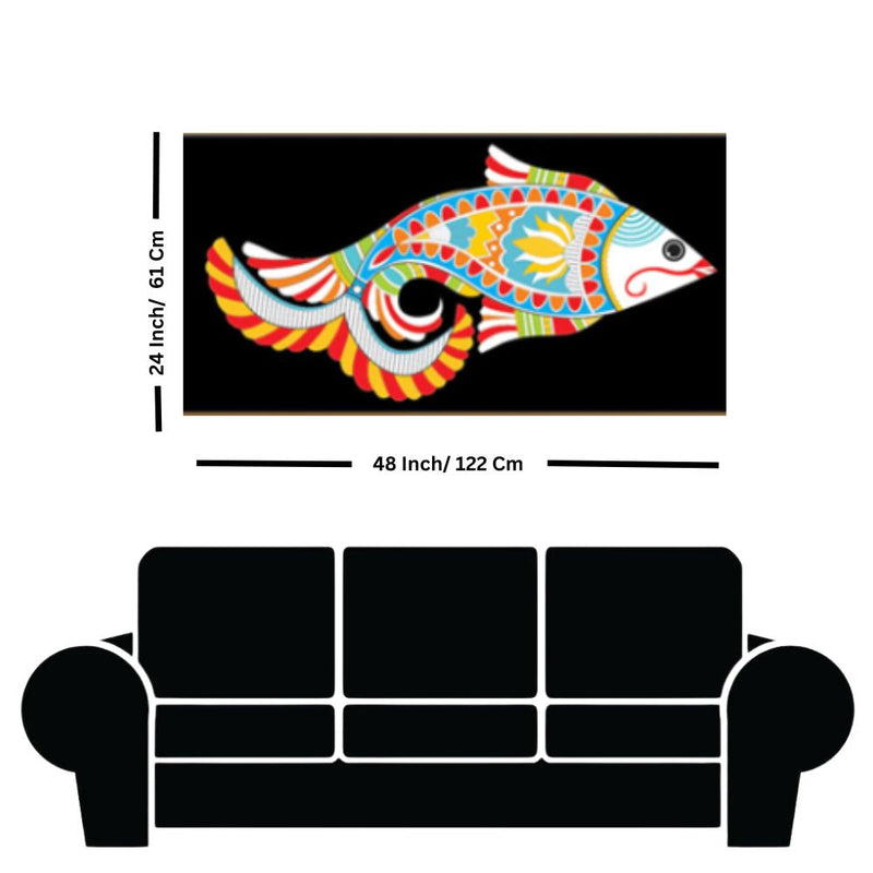 Madhubani Fish Canvas Wall Painting