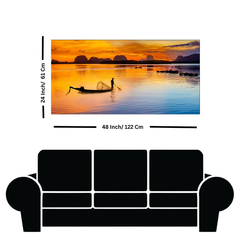 Sunset River View Canvas Print Wall Painting