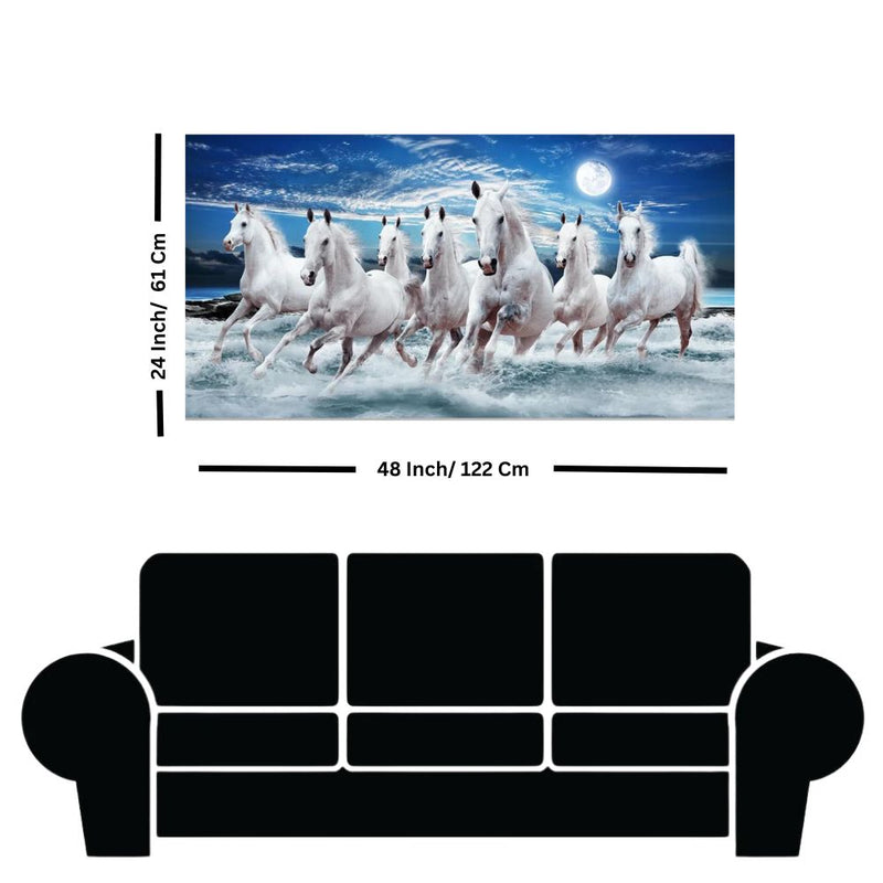White Seven Horses Canvas Wall Painting