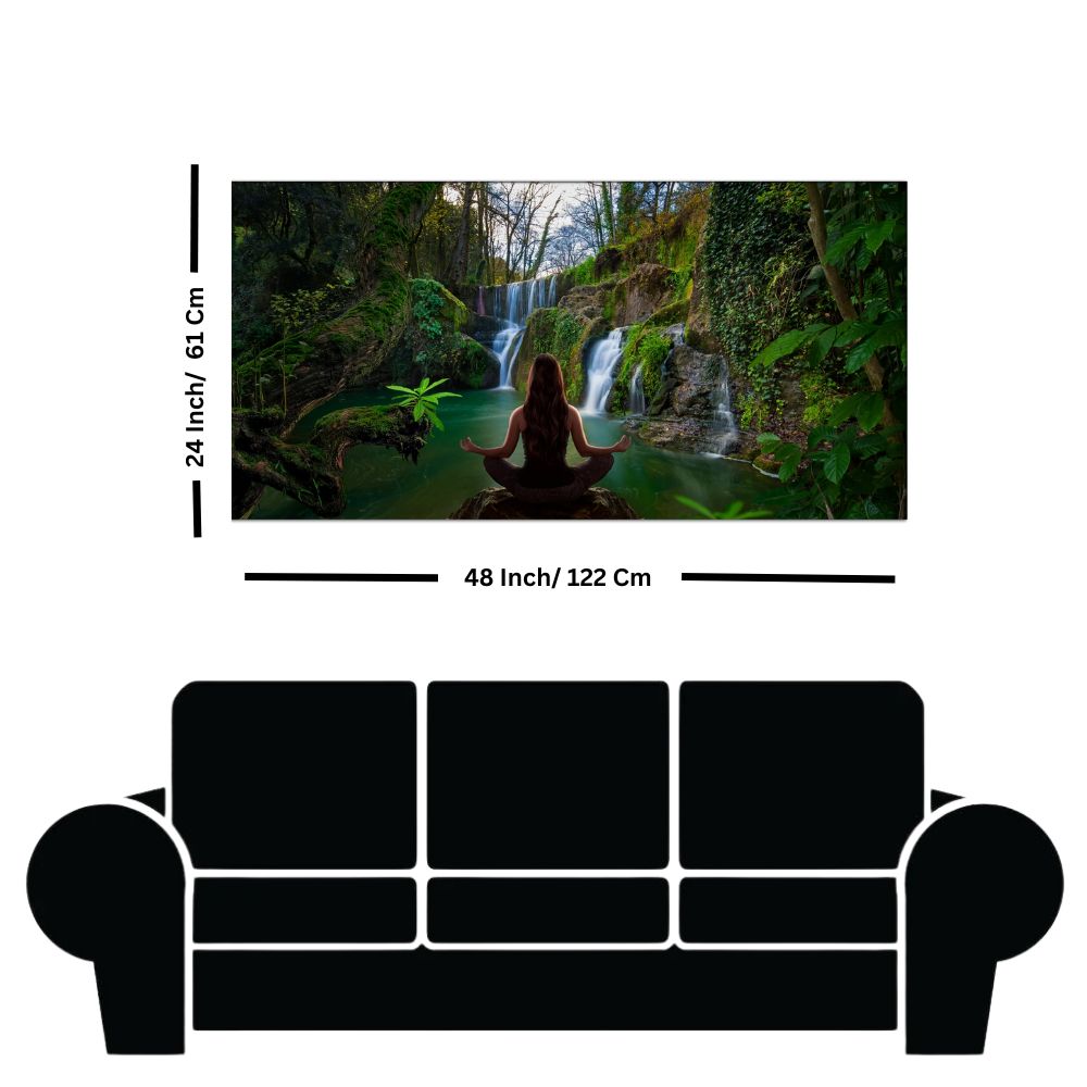Meditation Waterfall Canvas Wall Art Painting