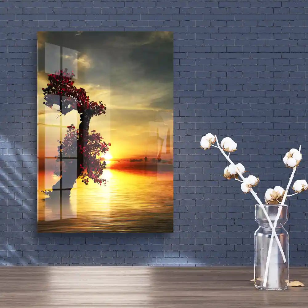Contemporary Amazing Tree In The Sunset Acrylic Wall Art