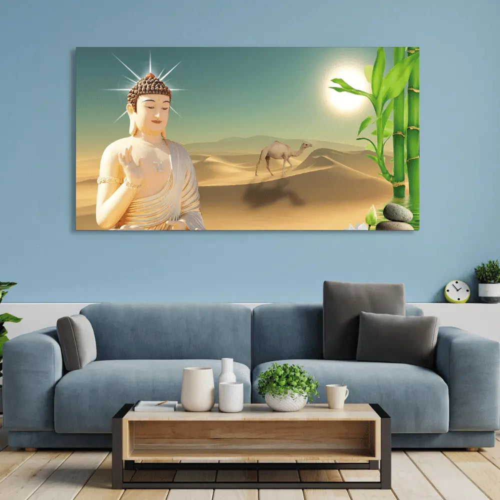 Contemporary Buddha Canvas with a serene desert scene online Contemporary Buddha Canvas with a serene desert scene online