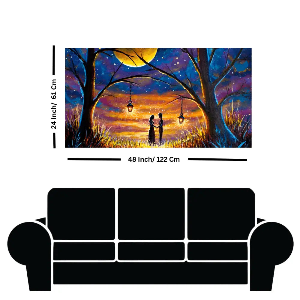 Couple Sunset With Moon canvas Wall painting online Couple Sunset With Moon canvas Wall painting online
