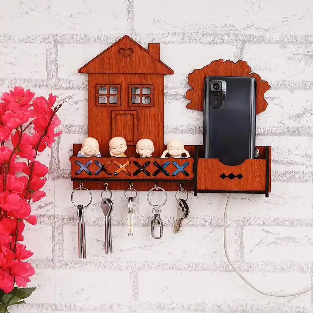 Wall Shelf Key Holder For Wall Wooden Wall Mounted Key Rack