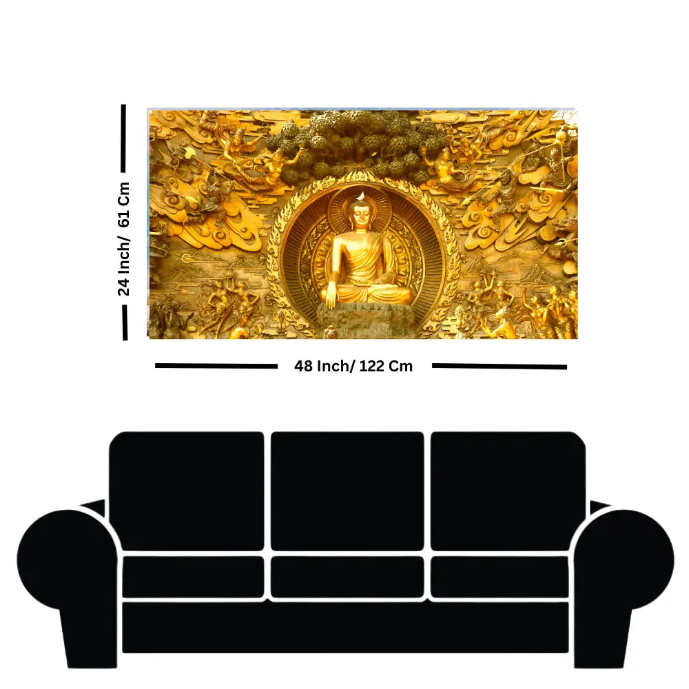 Shop Large Golden Gautam Buddha painting Shop Large Golden Gautam Buddha painting